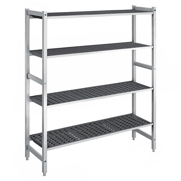Aluminium/kunststof stelling - 1740x1800mm - Diepte: 460mm - met 4 schappen - Draagvermogen totaal: 900kg