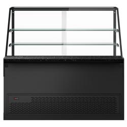 Vitrina de refrigeración TORONTO - 1600mm - doble acristalamiento - frente en madera - 2 estantes - encimera de granito negra