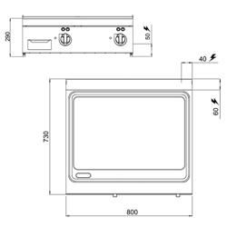Elektrische bakplaat - 9,6kW - Glad