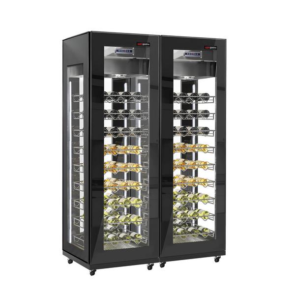 (2 stuks) Wijnklimaatkast - Zwart - 2 zones - 400 liter - 162 flessen (0,75l) - glazen deur