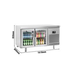 Commercial Counter Fridge PREMIUM PLUS - 1618x800mm - glass doors - double glazing - capacity 420 litres