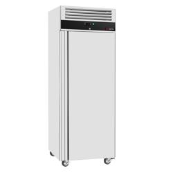 ثلاجة عمودية ستانلس ستيل ECO - 740 mm - 600 L - حتى -2…+8 °C - مع باب واحد - تبريد هوائي، قفل، رفوف قابلة للتعديل، أبواب ذاتية الإغلاق، عجلات