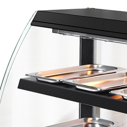 Vitrina calefactora - 650mm - con 3 estantes - negro