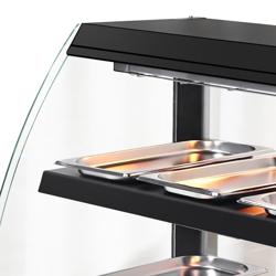 Vitrine aquecida - 648mm - 1,16kW - com 3 prateleiras - Preto