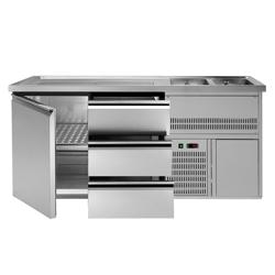 Balcão frigorífico para cerveja PREMIUM PLUS - 1950x700mm - 1 porta & 3 gavetas