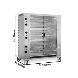 Gas rotationskyllingegrill PREMIUM med 12 spyd til 72 kyllinger - 1395 x 660 x 1876 mm