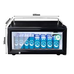 GASTRO-COOL | Koelkast met glasdeur ECO - 600mm - 25liter - tot +10°C - met 1 glasdeur - LED‑verlichting & slot - Zwart