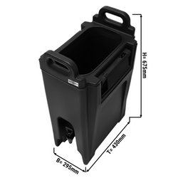 Recipient pentru băuturi termo cu robinet - 20 litri / negru