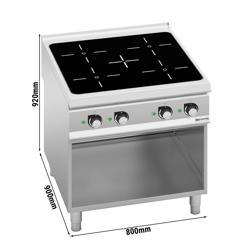 Freestanding Induction Hob - 20kW - 4 zones - with open base shelf - Heavy Duty