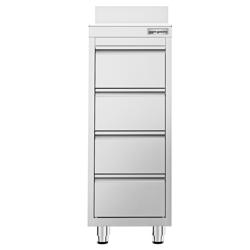 Meuble bas à tiroirs PREMIUM - Acier inoxydable - avec 4 tiroirs & dosseret - 400x600mm