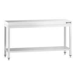 Mesa de trabalho PREMIUM - em Aço Inoxidável  - 1,6 m - com estrutura e prateleira de base