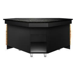 Stolik kasowy TORONTO stal nierdzewna - 1569x852mm - Front drewniany - Blat roboczy granitowy