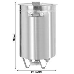 Poubelle - Push - 95L - 450x600x450mm - avec pédale, roulettes, poignée de transport - fermeture silencieuse, étanche - Acier inoxydable