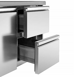Koelwerkbank ECO - 900x700mm - met 1 deur & 2 laden & met achterwand