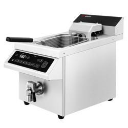 Commercial Induction Fryer - 8 litres - 3.5kW - Electronic control - Digital - with drain tap - with automatic basket lift