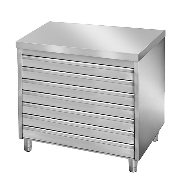 Szafka szufladowa PREMIUM z 7 szufladami na kulki z ciasta do pizzy - 900x700mm	