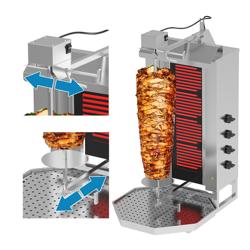 Electric Doner Kebab Grill (Shawarma/Gyros) - 4 Burner - up to 60kg - 7.2kW - incl. 2 double doors & drip tray