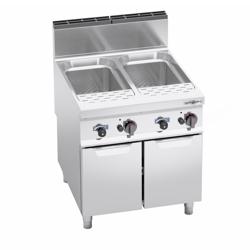 Cuocipasta professionale a gas su base armadiata - 2 ante - 2x 40 litri - 24,0kW - con rubinetto di scarico - Linea 900