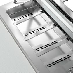 Stół Sałatkowy PREMIUM - 900 mm - 2 drzwi - dla 4x GN 1/3 - szklana pokrywa	