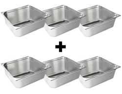 (6 pieces) Gastronorm Container - 2/1 - Stainless Steel - 150 mm