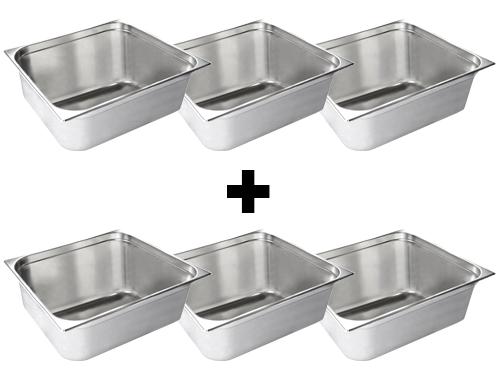 (6 pieces) Gastronorm Container - 2/1 - Stainless Steel - 150 mm