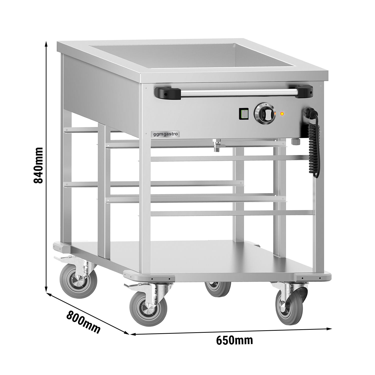 Chariot bain-marie thermique - 1 kW - 2 x GN 1/1 - température de cuve réglable en commun