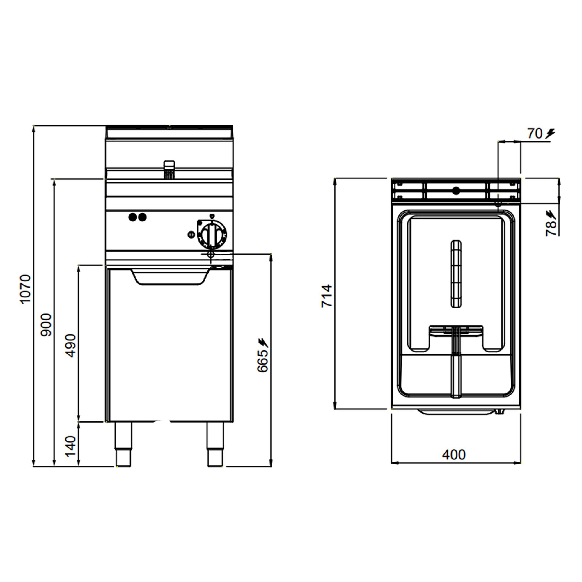 Friteuse électrique – 10 litres – 9 kW