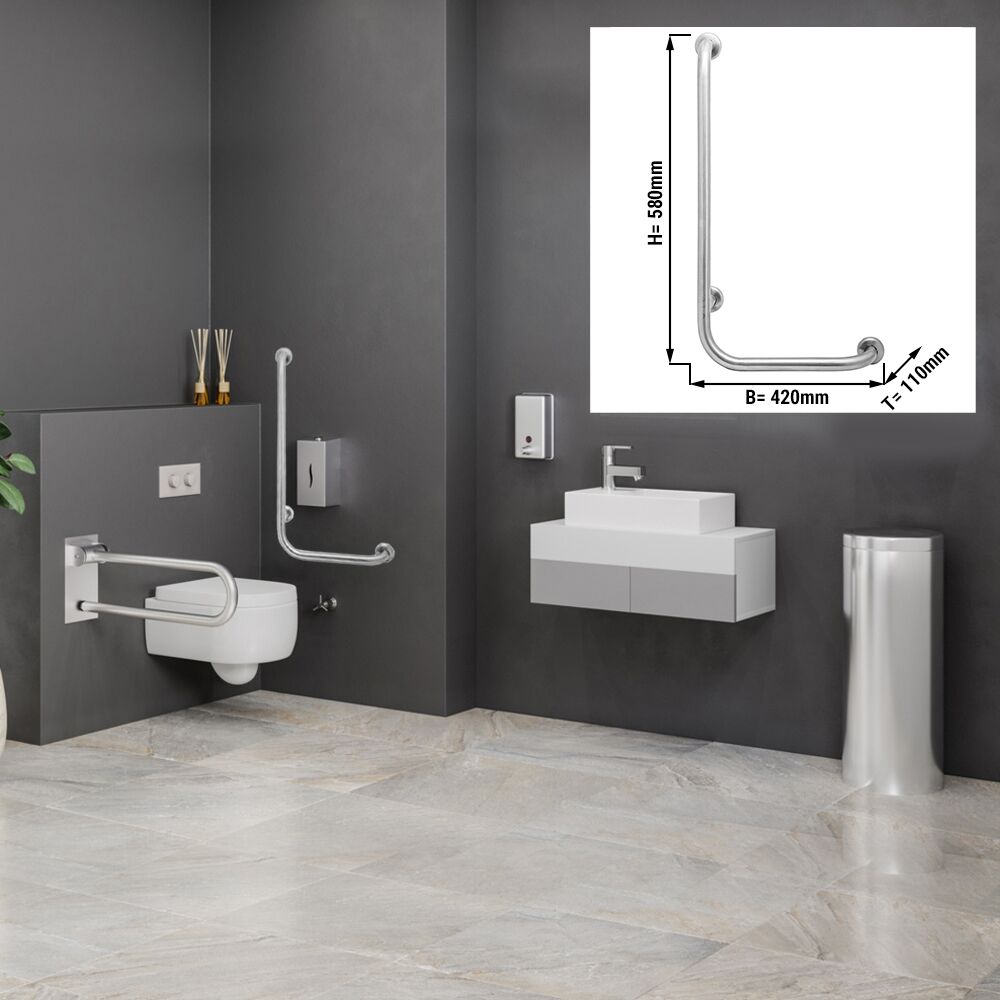 Barre d’appui coudée - Acier inoxydable - Longueur: 420mm