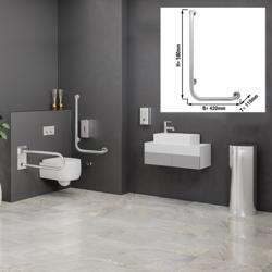 Barre d’appui coudée - Acier inoxydable - Longueur: 420mm