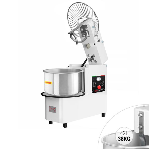 Dough kneading machine - 42 liters / 38 kg - 2 speeds - removable bowl & tiltable mixing unit - timer function