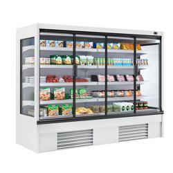 Commercial multideck display fridge - 2580mm - 910L - with 4 hinged glass doors & 4 shelves - White