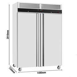 Mrazák Nerezová ocel ECO - GN 2/1 - 864 l - až -22 °C - s 2 dveře - Digitální termostat; Automatické odmrazování; Ventilované chlazení; Uzamykatelné dveře