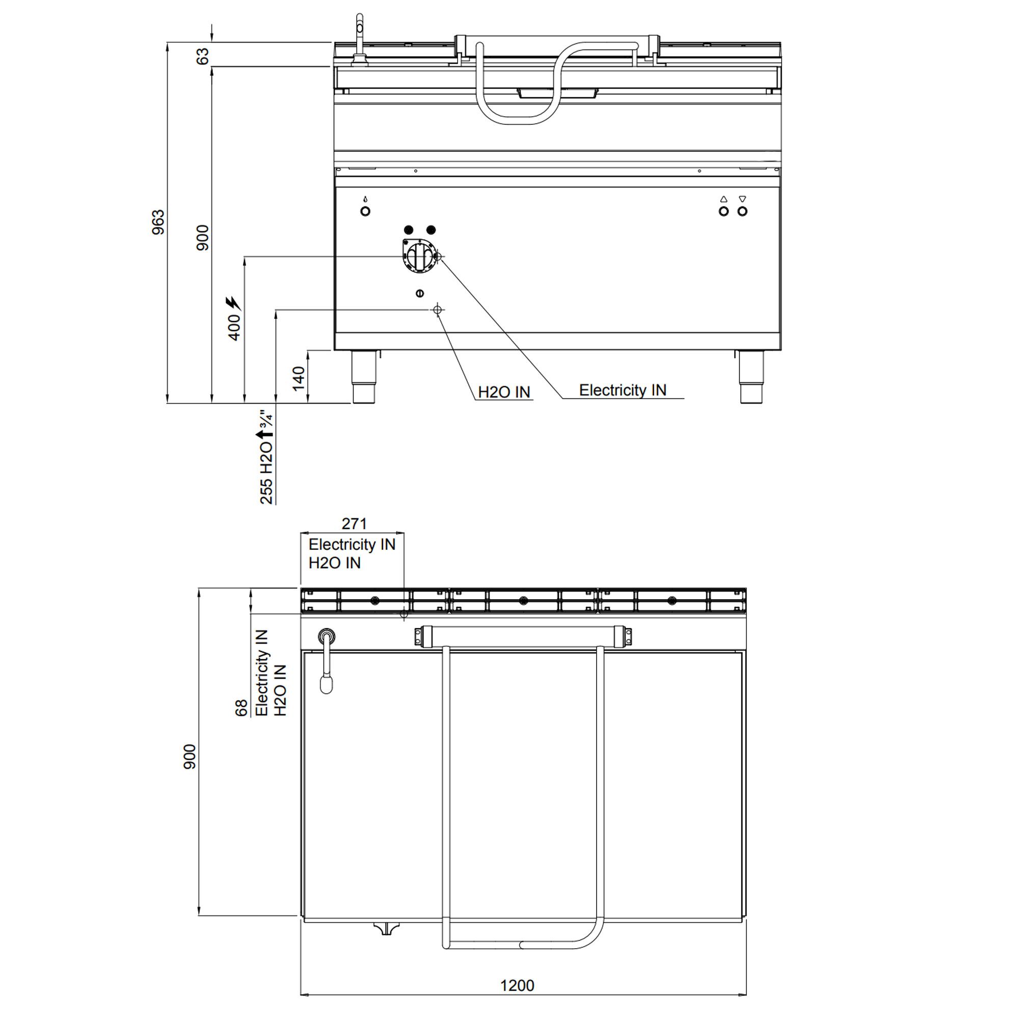 Poêle basculante électrique - 120 litres - 14,4 kW