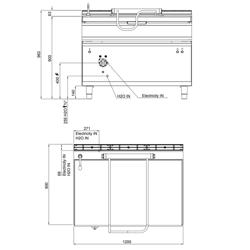 Brasiera elettrica ribaltabile Serie 900 - 100L - 14,4kW - ribaltamento motorizzato - rubinetto carico acqua