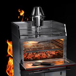 Carbone - Forno griglia a carbone - 920 mm - con ripiano griglia e base armadiata - Nero