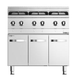 Gáztűzhely - 36 kW - 6 nagy teljesítményű égő - alsó szekrénnyel együtt