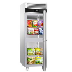 Vrieskast RVS PREMIUM - GN 2/1 - 700mm - 700liter - tot -20°C~-10°C - met 2 glasdeuren - geforceerde koeling, automatische ontdooiing & binnenverlichting