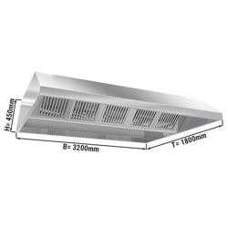 Profesionalna stropna napa - 3200 mm - s labirintnim filtrom i rasvjetom - inox