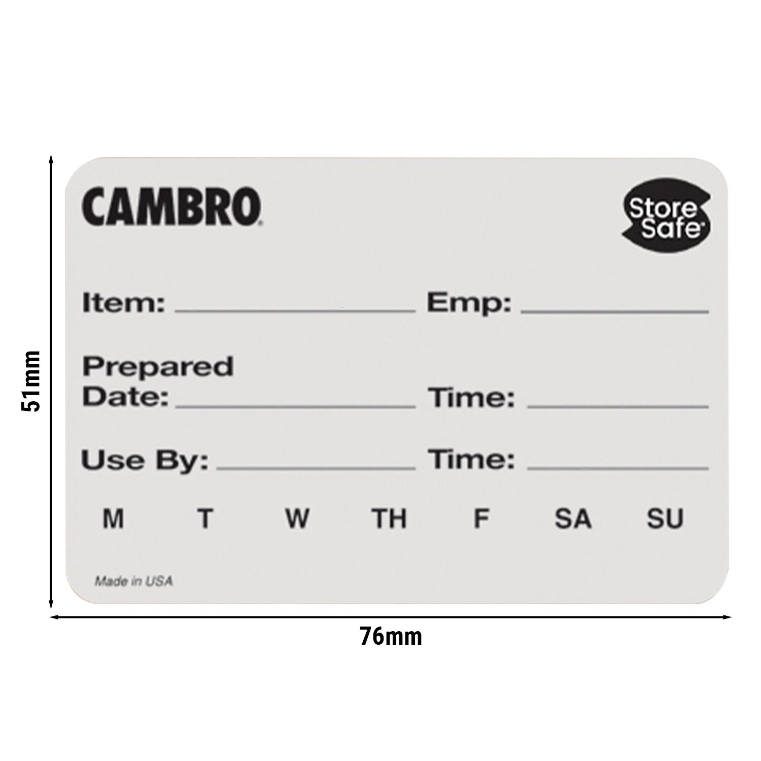 (24 rolls) CAMBRO | StoreSafe® Dissolvable Food Rotation Labels – 250 labels/roll – -40°C to 93°C
