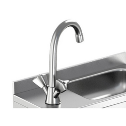 Hand wash- & sink basin - stainless steel - with mixer tap & soap dispenser