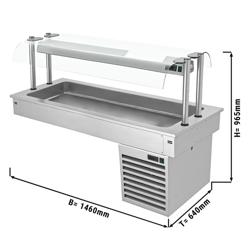 Εντοιχιζόμενη ψυχόμενη λεκάνη - 1460 mm - +2 έως +8 °C - 4 x GN 1/1 - 390 W - με γυάλινο αντιπτερνιστικό προστατευτικό