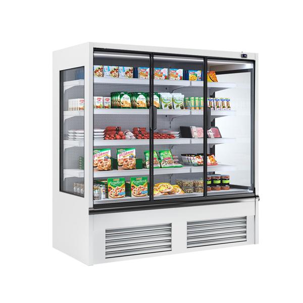 Murale Refrigerato Professionale - 1955mm - 1056l - +4°/+6°C - con 1 porta a battente in vetrocamera & 2 ripiani - Bianco