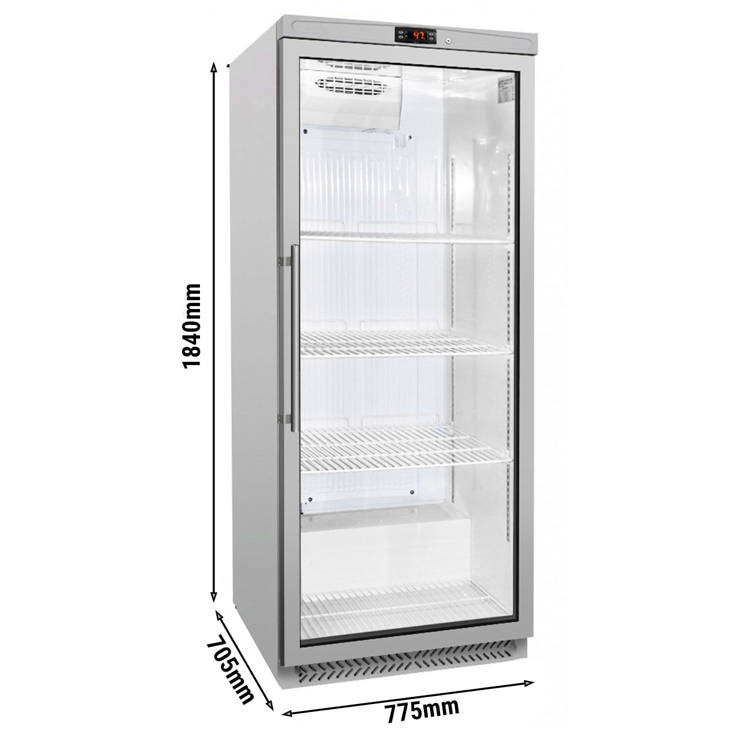 Réfrigérateur de stockage inox ECO – 580 litres – avec 1 porte vitrée
