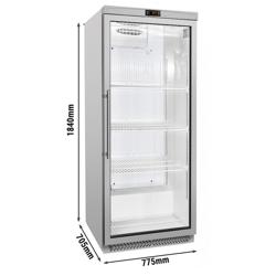 Voorraadkoelkast RVS ECO - 580l - met 1‑deurs glazen deur & 4 roosters - binnenzijde kunststof