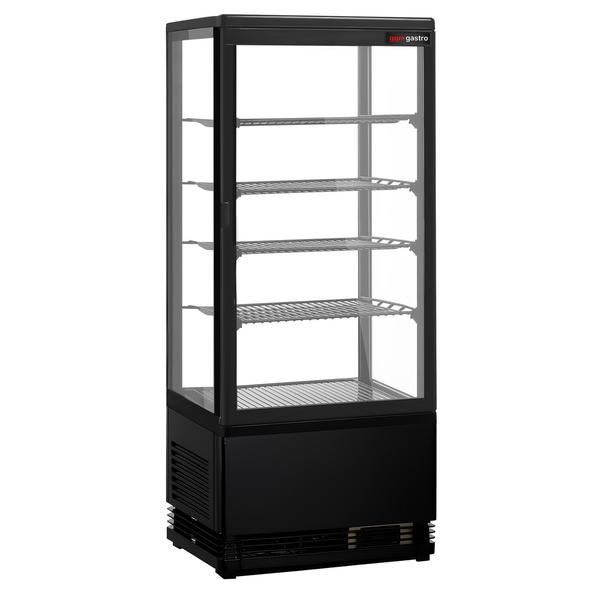Panorama-koelvitrine - 98 liter - 428mm - 1 glazen deur - dubbel glas - met 4 schappen - zwart