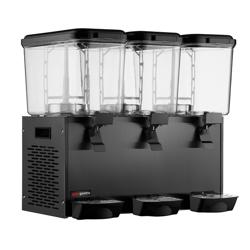 Commercial Cold Drinks Dispenser - 3x polycarbonate tanks with tap & paddle agitation - 3x 18 Litres - 700W - Black - incl. drip tray