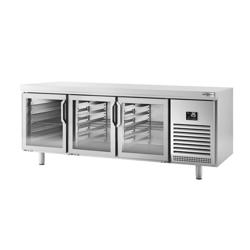 Bakkerskoelwerkbank PREMIUM PLUS - EN 600x400 - 610 liter - 6 glazen deuren, LED‑verlichting, digitale thermostaat & doorgeefmodel