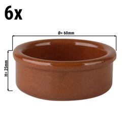 (6 ks) Miska na tapas/dip - CLASSICO - Steingut (keramika) - Ø 6 cm - Výška: 2,5 cm - 0,04 l - hnědá