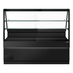 Hűtővitrin TORONTO - 2000x880 mm - dupla üvegezés - ventilációs - fekete - 2 polccal - gránit munkalap