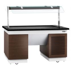 Buffévagn kall DUBLIN - 1 600 mm - med kylbrunn - med hjul - för 4 GN 1/1 - svart